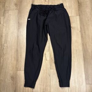 Women's Under Armour Drawstring Black Joggers SIZE Large L Everyday Wear Casual